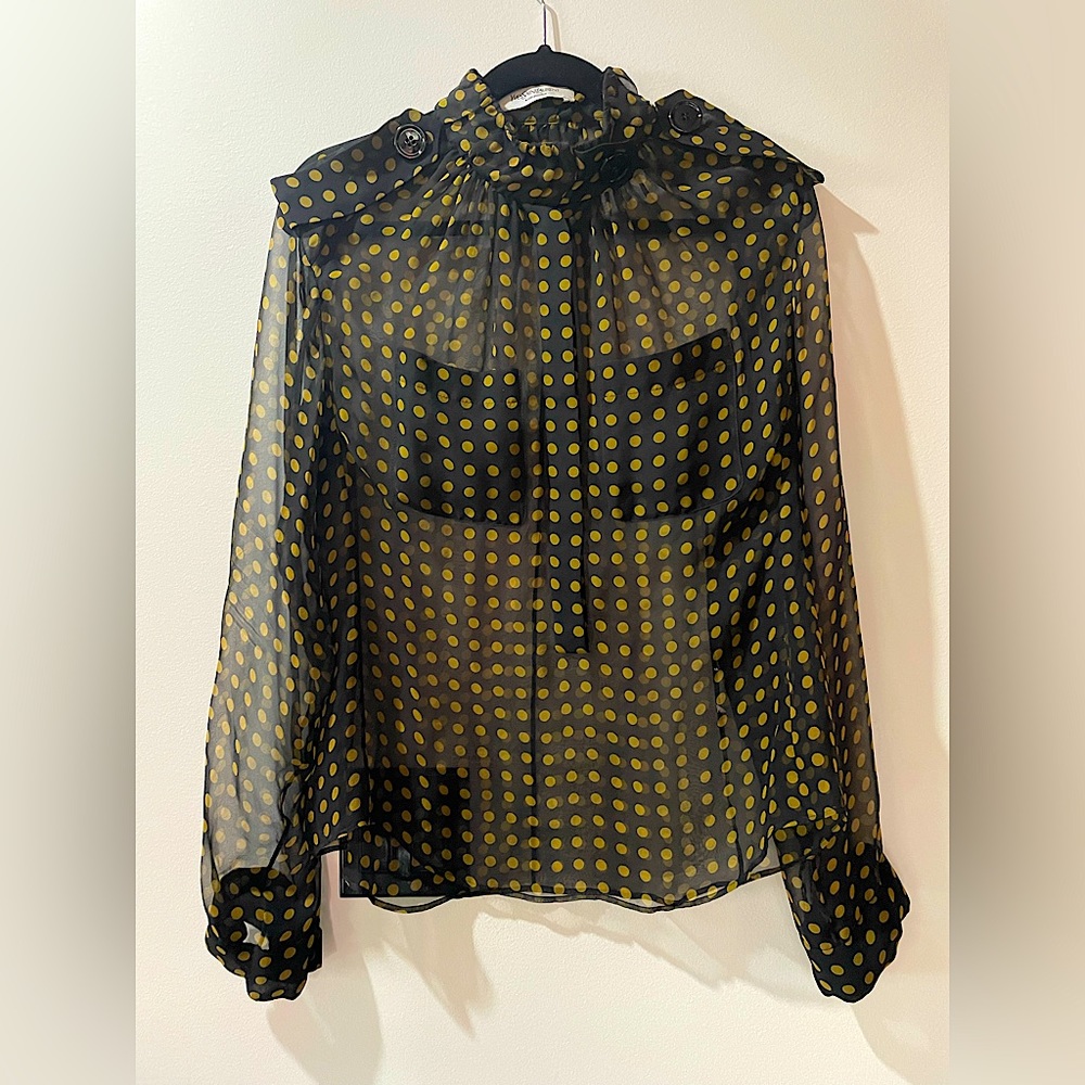 Yves Saint Laurent Sheer Polka Dot Blouse